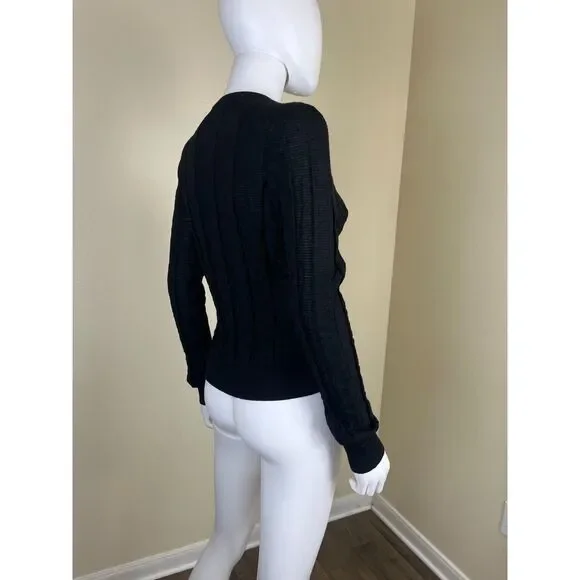 Missoni Women Size S Black Chevron Knit Cardigan Sweater Minimal Preppy Casual - Picture 10 of 16